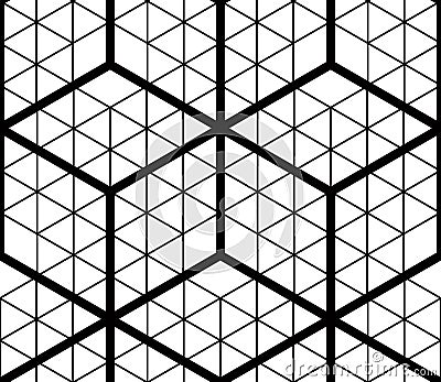 Contrast black and white symmetric seamless pattern with interweave figures. Continuous geometric composition, for use in graphic Vector Illustration