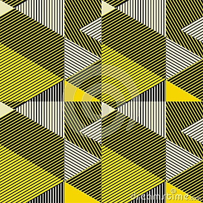 Contrast black and yellow geometric seamless pattern. Vector Illustration