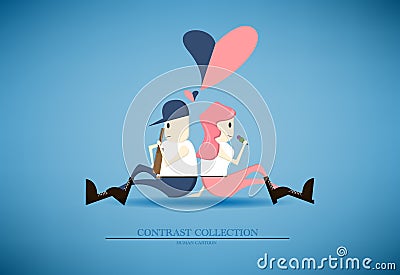 Contrast collection, vector men and women cartoon Vector Illustration