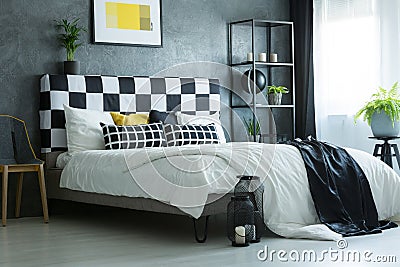 Contrast color king-size bed Stock Photo