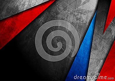 Blue red and dark grey grunge abstract tech corporate background Vector Illustration