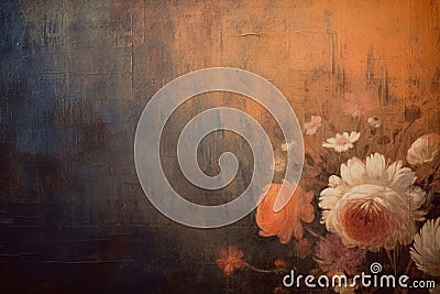 Contrast of florals and gritty texture Stock Photo