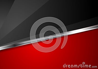 Contrast red and black background with metallic stripe Vector Illustration