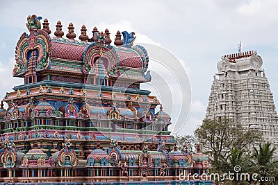 Contrasting Hindu temple entrances Stock Photo
