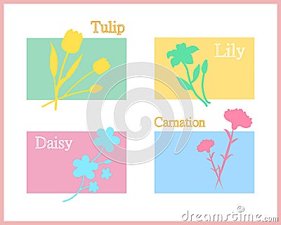 Contrasting color flower silhouettes Stock Photo