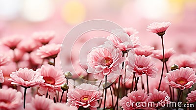 Contrasting daisies on soft bokeh background with storytelling effect and text placement Stock Photo