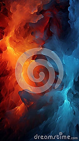 Contrasting fire and ice patterns mesmerize on a dark backdrop Stock Photo