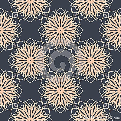 Contrasting floral pattern. Seamless background with flowers in dark blue and light pastel pink colors. Vector Vector Illustration