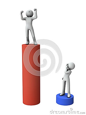 Contrasting good grades with mediocre people with low grades. Abstract concept representing winners and losers. Stock Photo