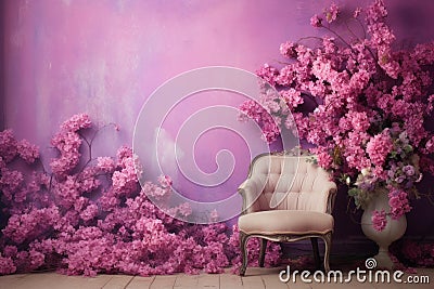 Contrasting Pink wall purple. Generate Ai Stock Photo