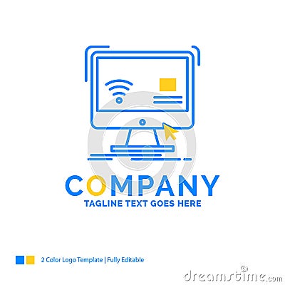 Control, computer, monitor, remote, smart Blue Yellow Business L Vector Illustration