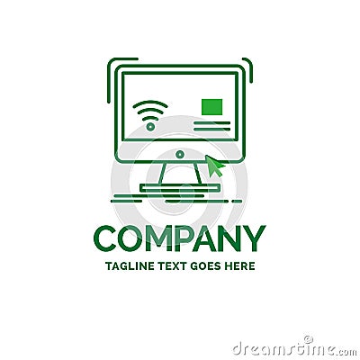 Control, computer, monitor, remote, smart Flat Business Logo tem Vector Illustration