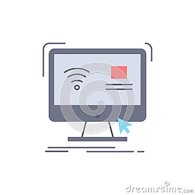 Control, computer, monitor, remote, smart Flat Color Icon Vector Vector Illustration