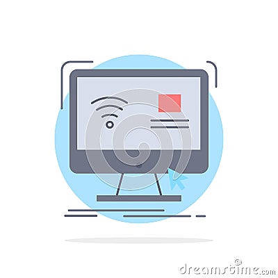 Control, computer, monitor, remote, smart Flat Color Icon Vector Vector Illustration