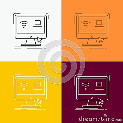 Control, computer, monitor, remote, smart Icon Over Various Background. Line style design, designed for web and app. Eps 10 vector Vector Illustration