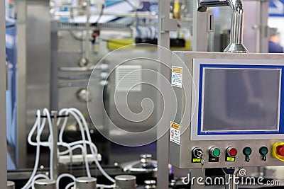 control console of automated industrial equipment Stock Photo