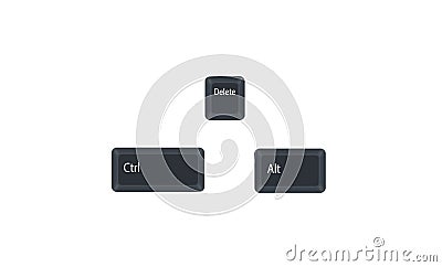 Control Ctrl, Alternate Alt and Delete computer key button vector isolated on white background. Vector Illustration