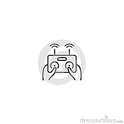 Control drone video controller line icon. Joystick radio controlled device Vector Illustration