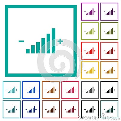 Control element flat color icons with quadrant frames Stock Photo