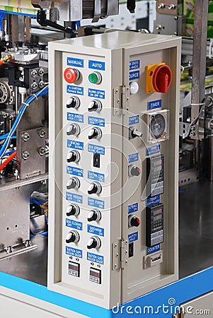 Control panel of an electrical switchgear cabinet Stock Photo