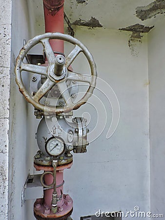 Control panel, industrial control. Valves and their details, industrial Stock Photo