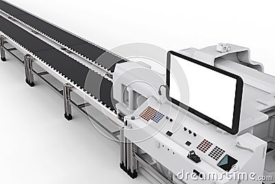 Control panel screen with robotic arms Stock Photo