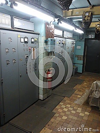 Control panels for subway excavator drives Stock Photo