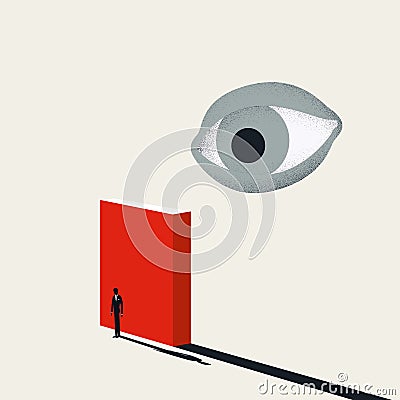 Control and privacy breaking vector concept. Symbol of data protection, manipulation, spying. Minimal illustration. Vector Illustration