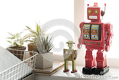 Control Robot Robotic Gadget Metal Object Science Concept Stock Photo