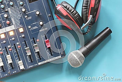 In the control room audio system. Stock Photo