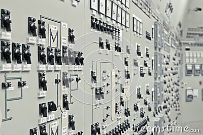 Control room of the nuclear power generation plant Stock Photo