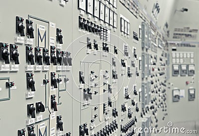 Control room of the nuclear power generation plant Stock Photo