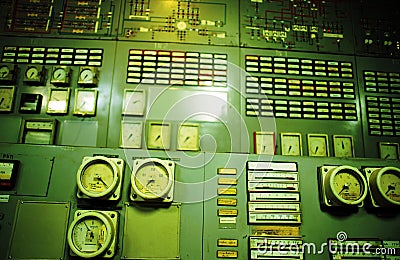 Control room an old power generation plant Stock Photo