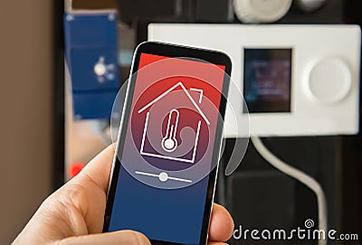 Control smart home heating Stock Photo