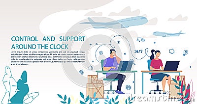 Control Support Service for Track Delivered Goods Vector Illustration