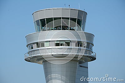 Control tower on Poznan Lawica airport. Editorial Stock Photo