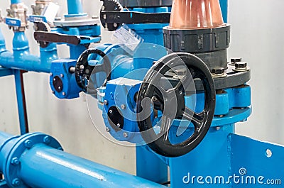 Control wheel of the centrifugal water pump. Stock Photo