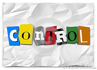 Control Word Cut Out Letters Ransom Note Total Domination Stock Photo
