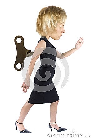 Controled businesswoman's caricature Stock Photo