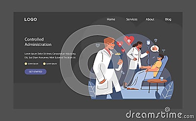 Controlled Administration of Ketamine Therapy. Flat vector illustration. Vector Illustration