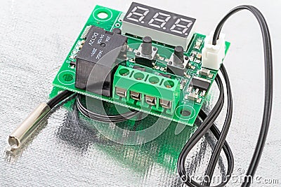 Controller with a temperature sensor Stock Photo