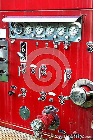 Antique Fire Engine Controls Stock Photo