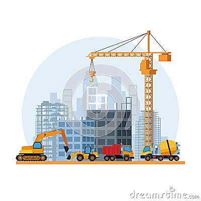 Contruction site cartoon Vector Illustration