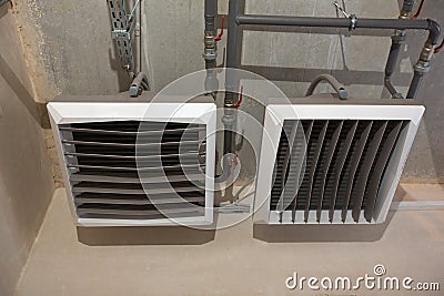 Convection heating system of industrial boiler room Stock Photo