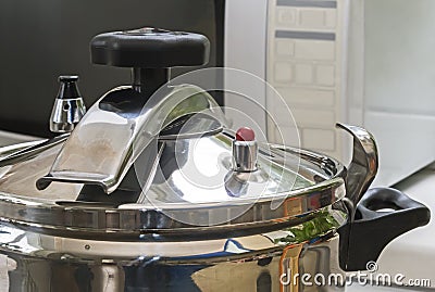 Convenient pan for quick cooking. Stock Photo