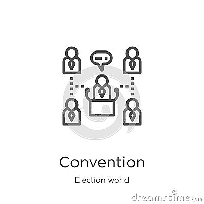 convention icon vector from election world collection. Thin line convention outline icon vector illustration. Outline, thin line Vector Illustration