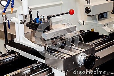 Conventional Precision Lathe with servo drive Stock Photo