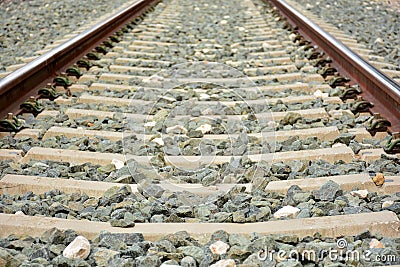 Conventional railway track Stock Photo