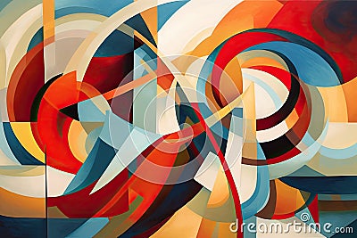 convergence of abstract shapes and lines, intertwining to form a dynamic and captivating visual composition Stock Photo