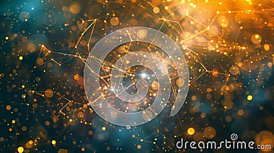Through the convergence of lines and light a network of nodes reaches a common agreement in the blockchain consensus Stock Photo